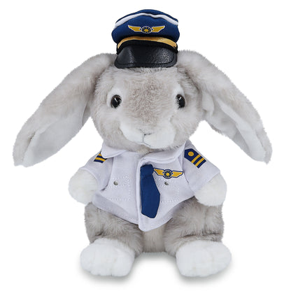 SUPER SOFT PLUSH - GREY RABBIT WITH PILOT DRESS UP