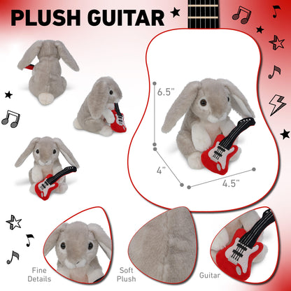 SUPER SOFT PLUSH - GREY RABBIT WITH GUITAR ADD ON