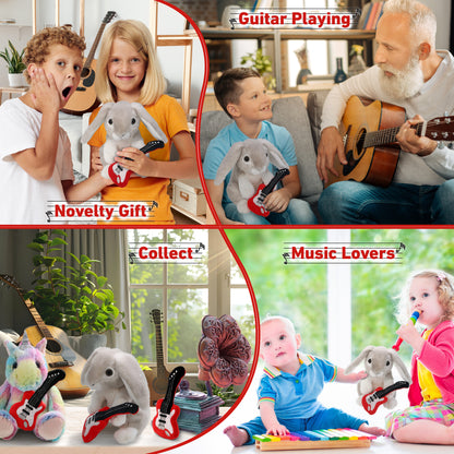 SUPER SOFT PLUSH - GREY RABBIT WITH GUITAR ADD ON