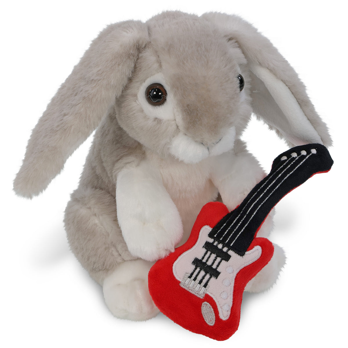 SUPER SOFT PLUSH - GREY RABBIT WITH GUITAR ADD ON