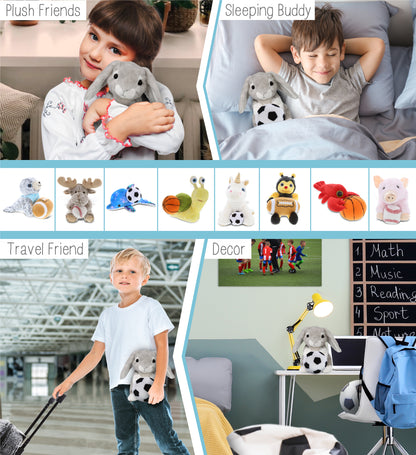 SUPER SOFT PLUSH - GREY RABBIT WITH SOCCER PLUSH