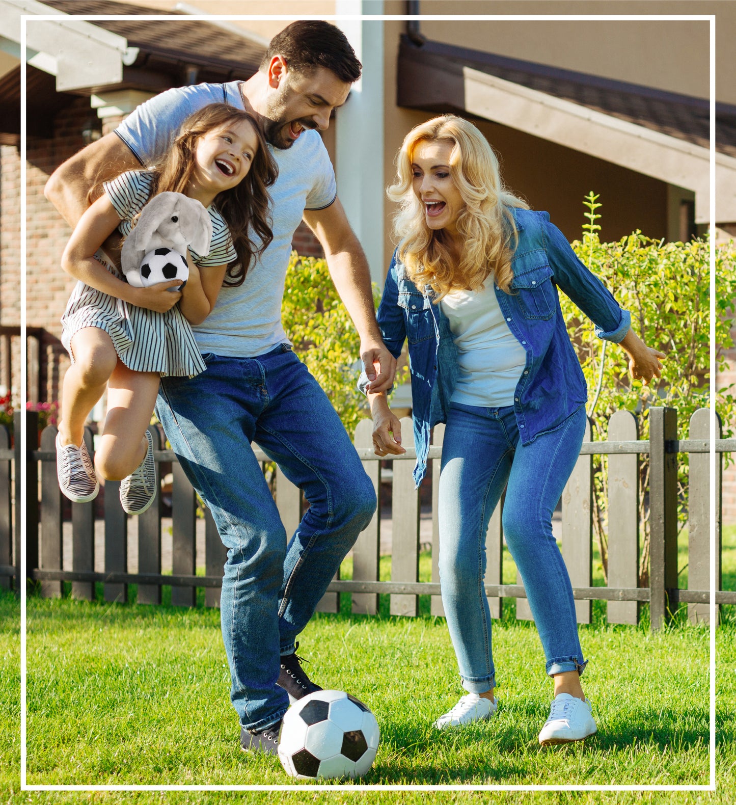 SUPER SOFT PLUSH - GREY RABBIT WITH SOCCER PLUSH