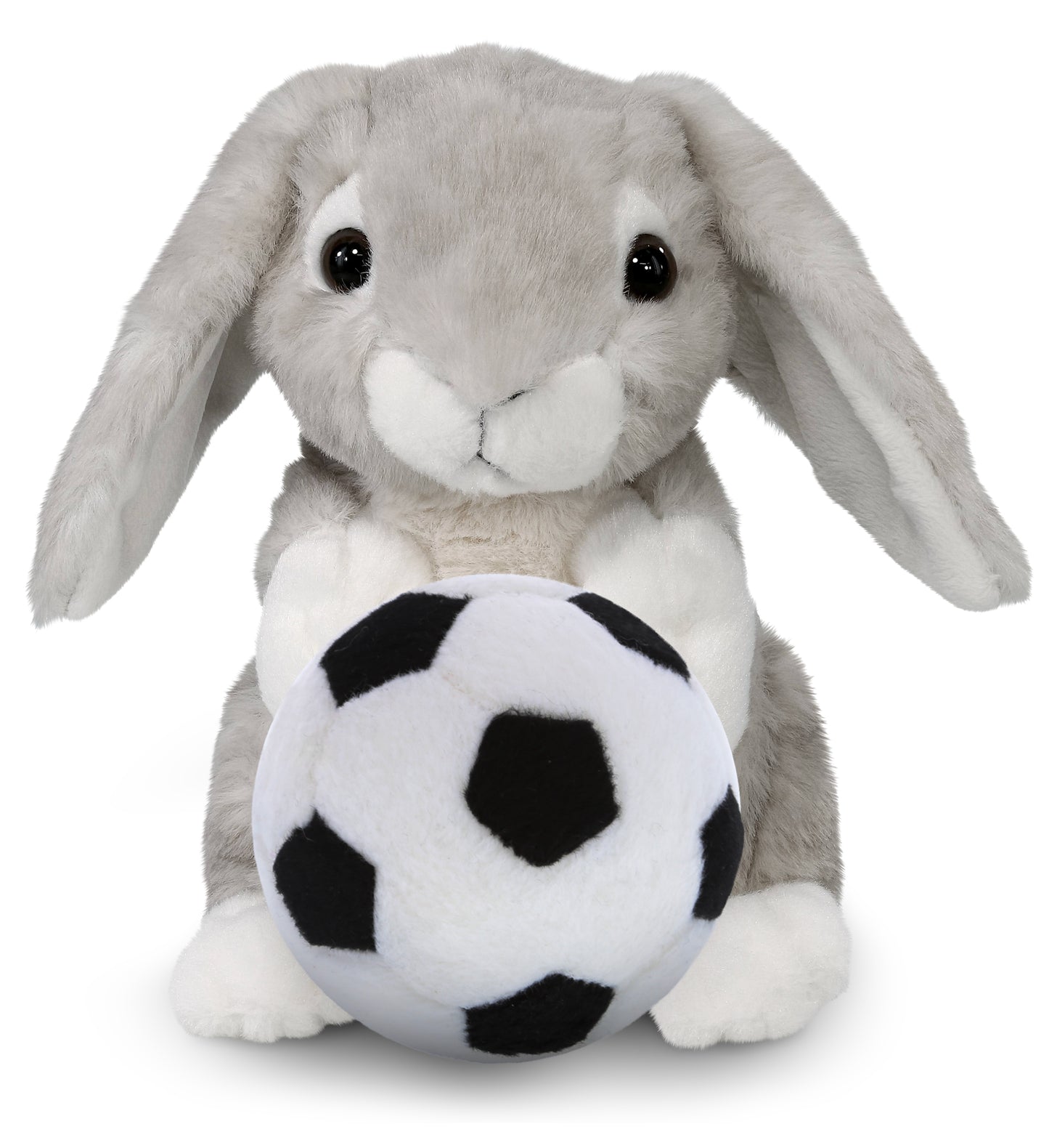 SUPER SOFT PLUSH - GREY RABBIT WITH SOCCER PLUSH
