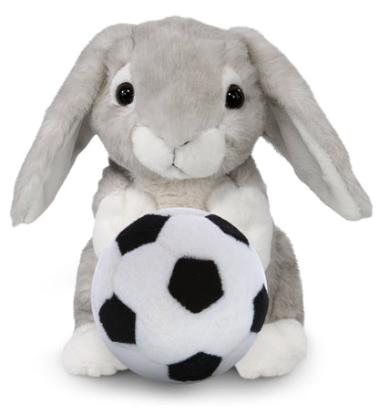 SUPER SOFT PLUSH - GREY RABBIT WITH SOCCER PLUSH