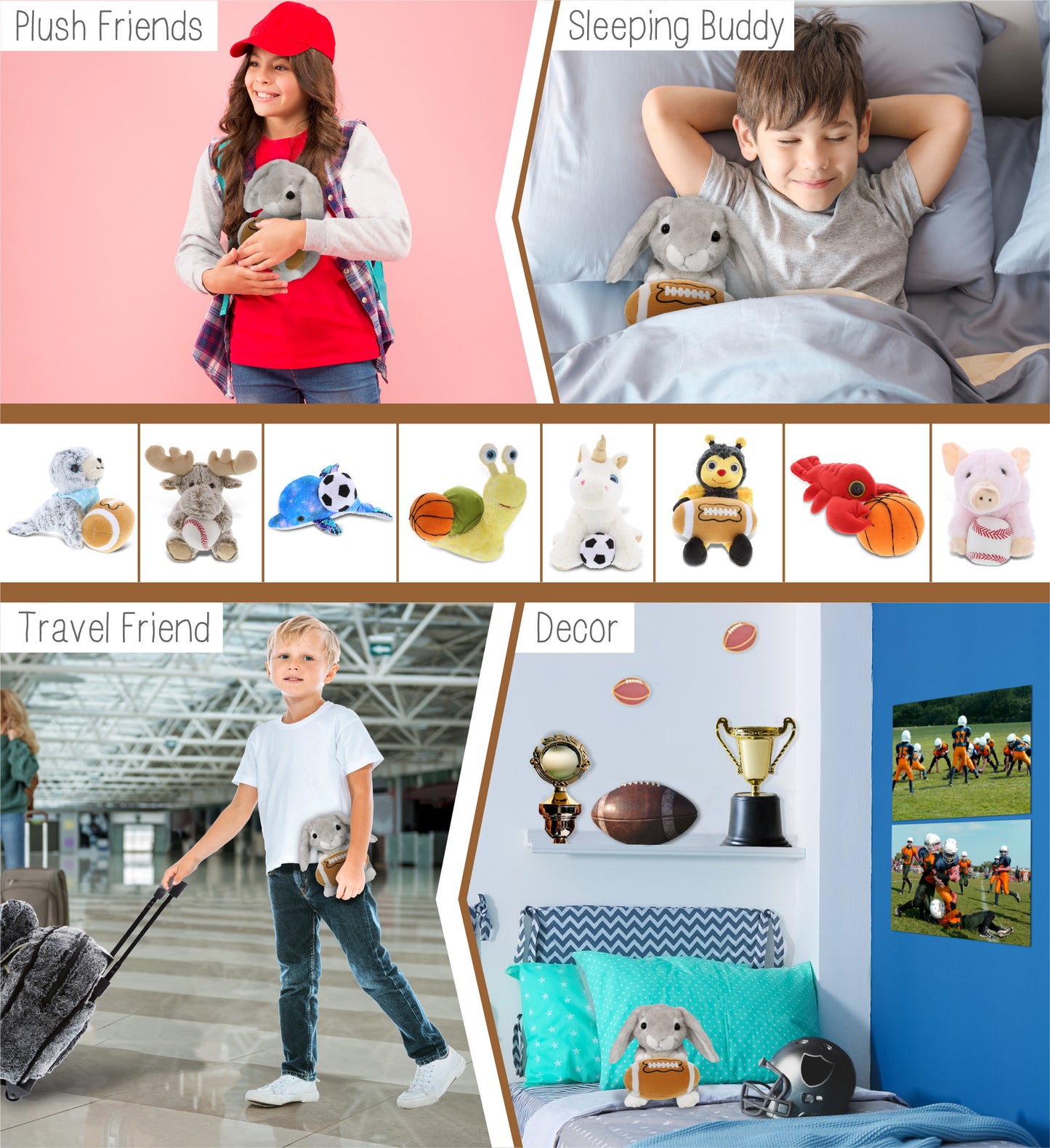 SUPER SOFT PLUSH - GREY RABBIT WITH FOOTBALL PLUSH