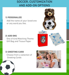 SUPER SOFT PLUSH - CUTE SITTING GRIZZLY WITH SOCCER PLUSH