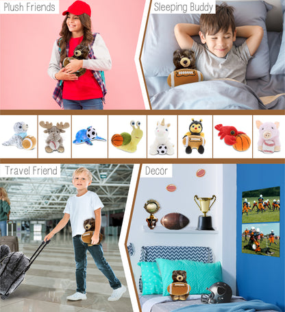 SUPER SOFT PLUSH - CUTE SITTING GRIZZLY WITH FOOTBALL PLUSH