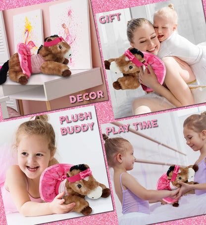 SUPER SOFT PLUSH - LYING BROWN HORSE Ballerina