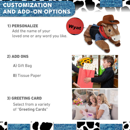 SUPER SOFT PLUSH - LYING BROWN HORSE COWBOY DRESS UP