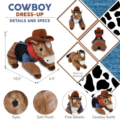 SUPER SOFT PLUSH - LYING BROWN HORSE COWBOY DRESS UP