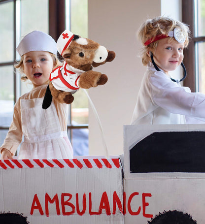 SUPER SOFT PLUSH - LYING BROWN HORSE NURSE DRESS UP