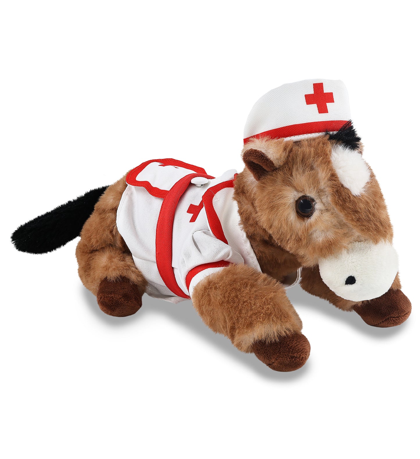 SUPER SOFT PLUSH - LYING BROWN HORSE NURSE DRESS UP