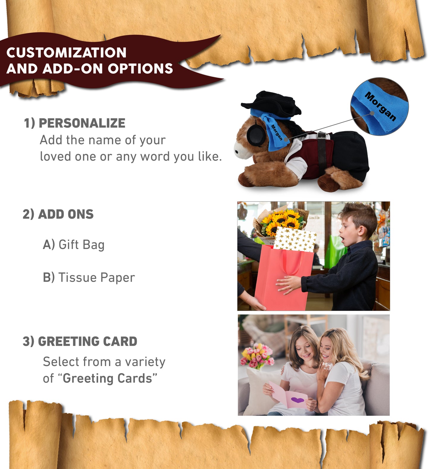 SUPER SOFT PLUSH - LYING BROWN HORSE WITH PIRATE DRESS UP