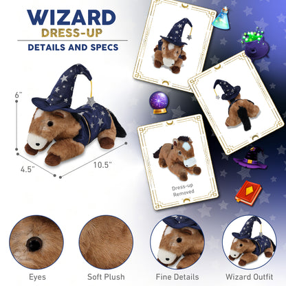 SUPER SOFT PLUSH - LYING BROWN HORSE WITH WIZARD DRESS UP