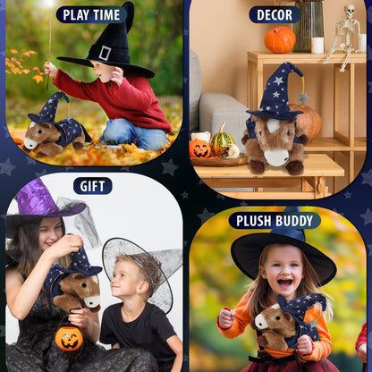 SUPER SOFT PLUSH - LYING BROWN HORSE WITH WIZARD DRESS UP