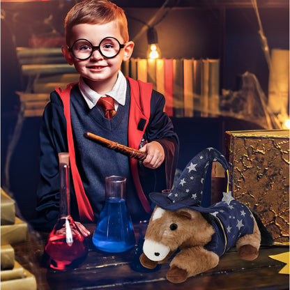SUPER SOFT PLUSH - LYING BROWN HORSE WITH WIZARD DRESS UP