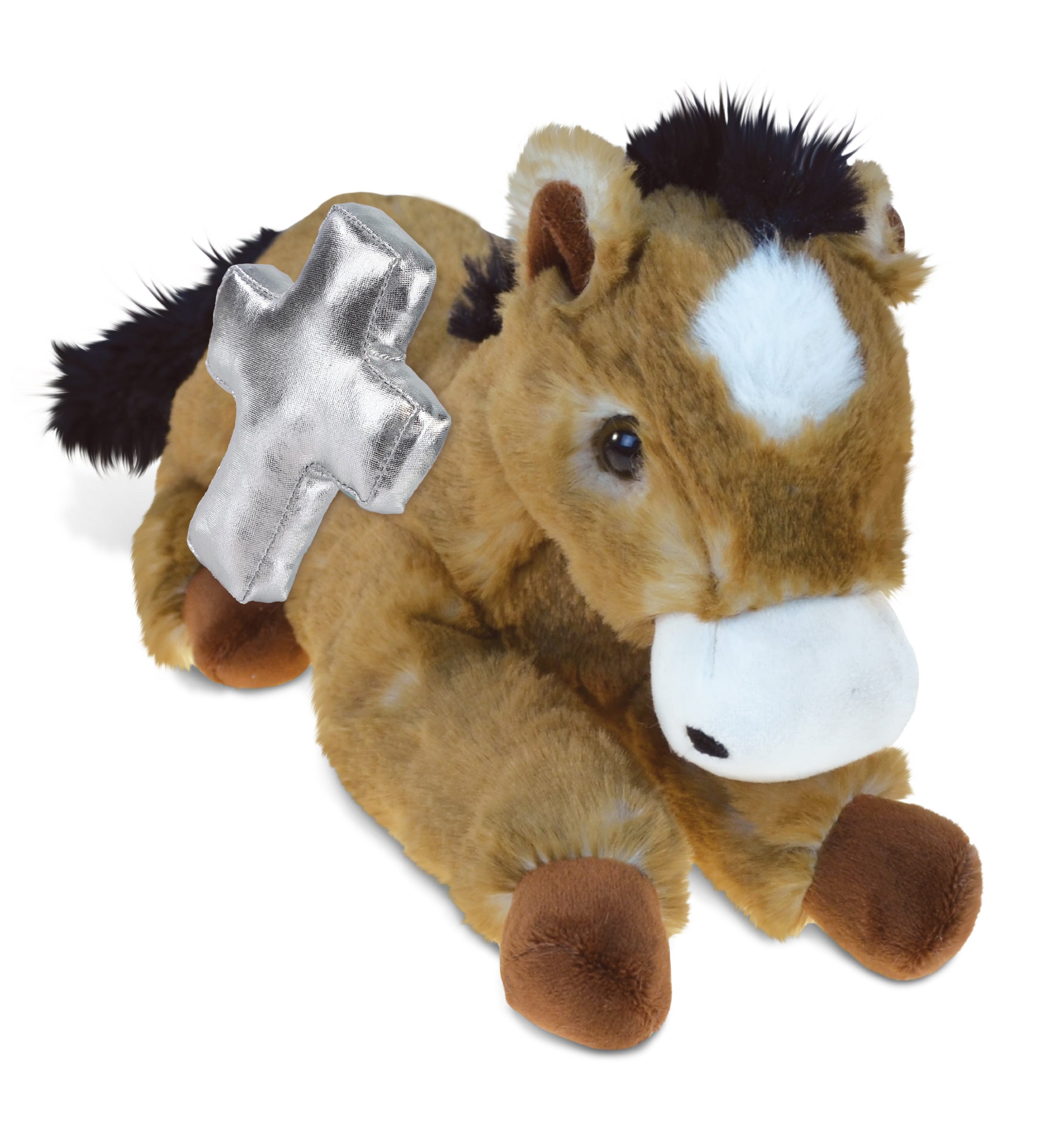 PLUSH CROSS - SUPER SOFT PLUSH - LYING BROWN HORSE