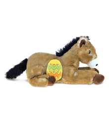 DolliBu Cute Lying Brown Horse with Yellow Easter Egg Plush - 10.5 Inches
