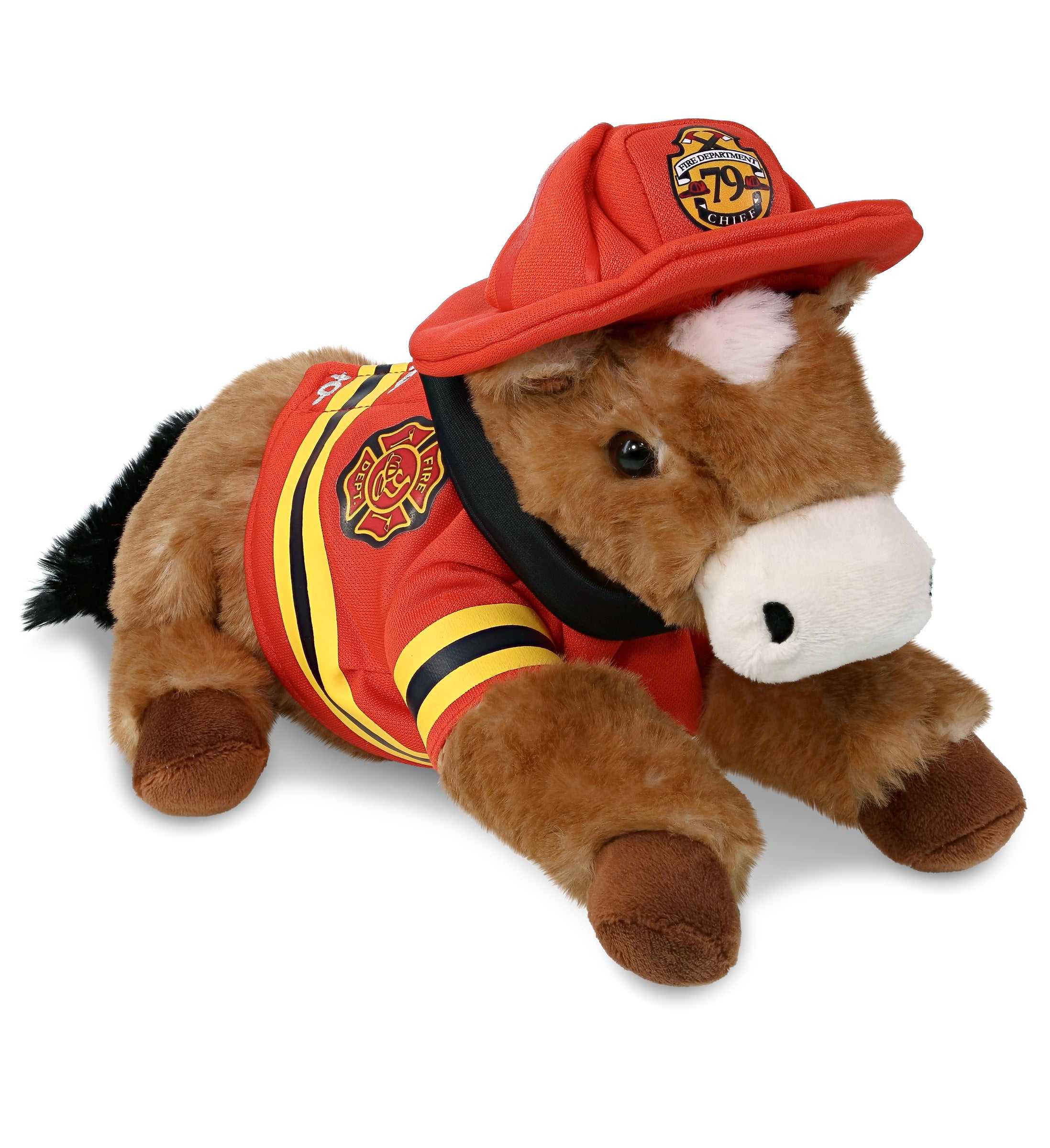PLUSH FIREMAN - SUPER SOFT PLUSH - LYING BROWN HORSE