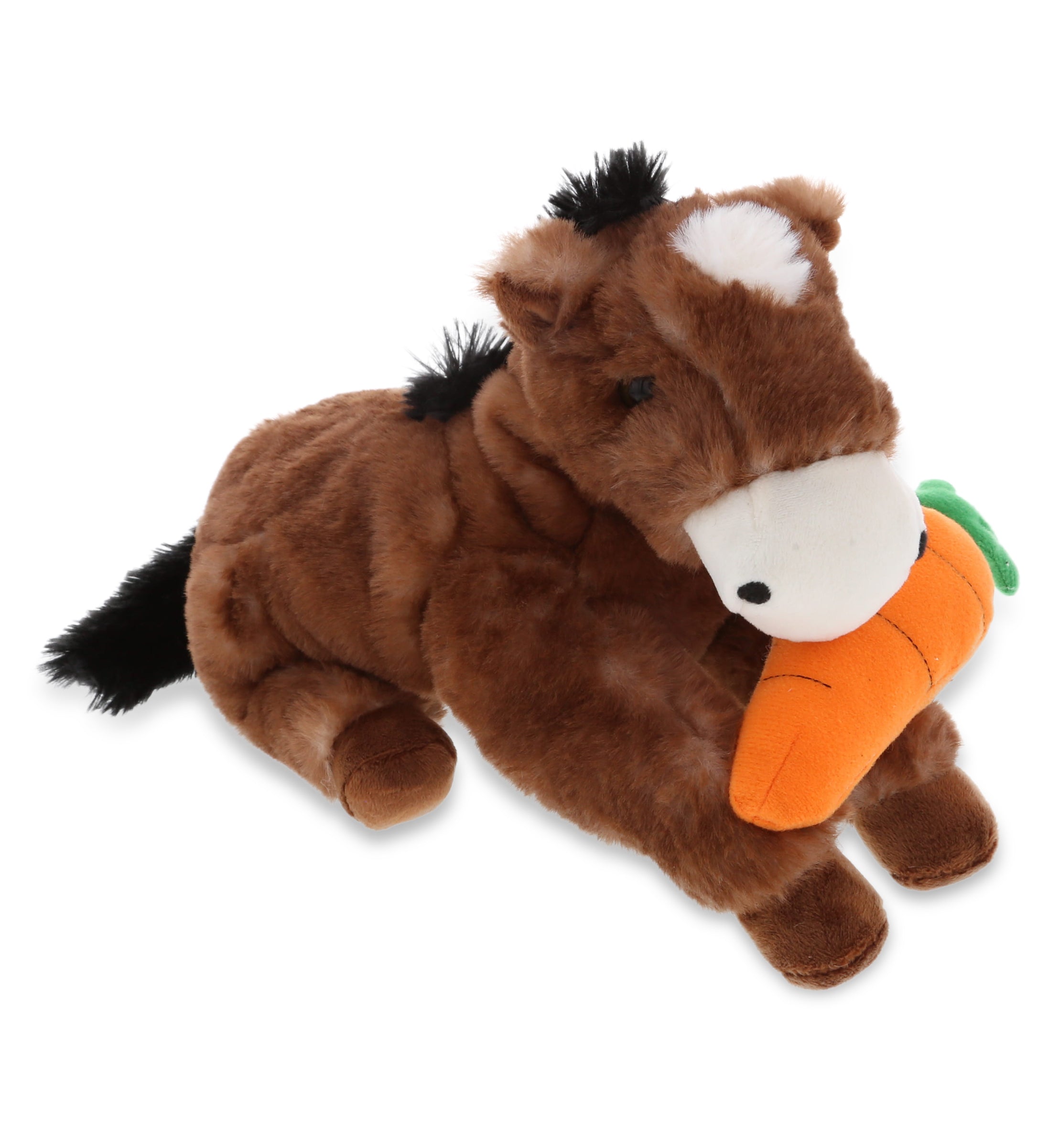 PLUSH CARROT - SUPER SOFT PLUSH - LYING BROWN HORSE
