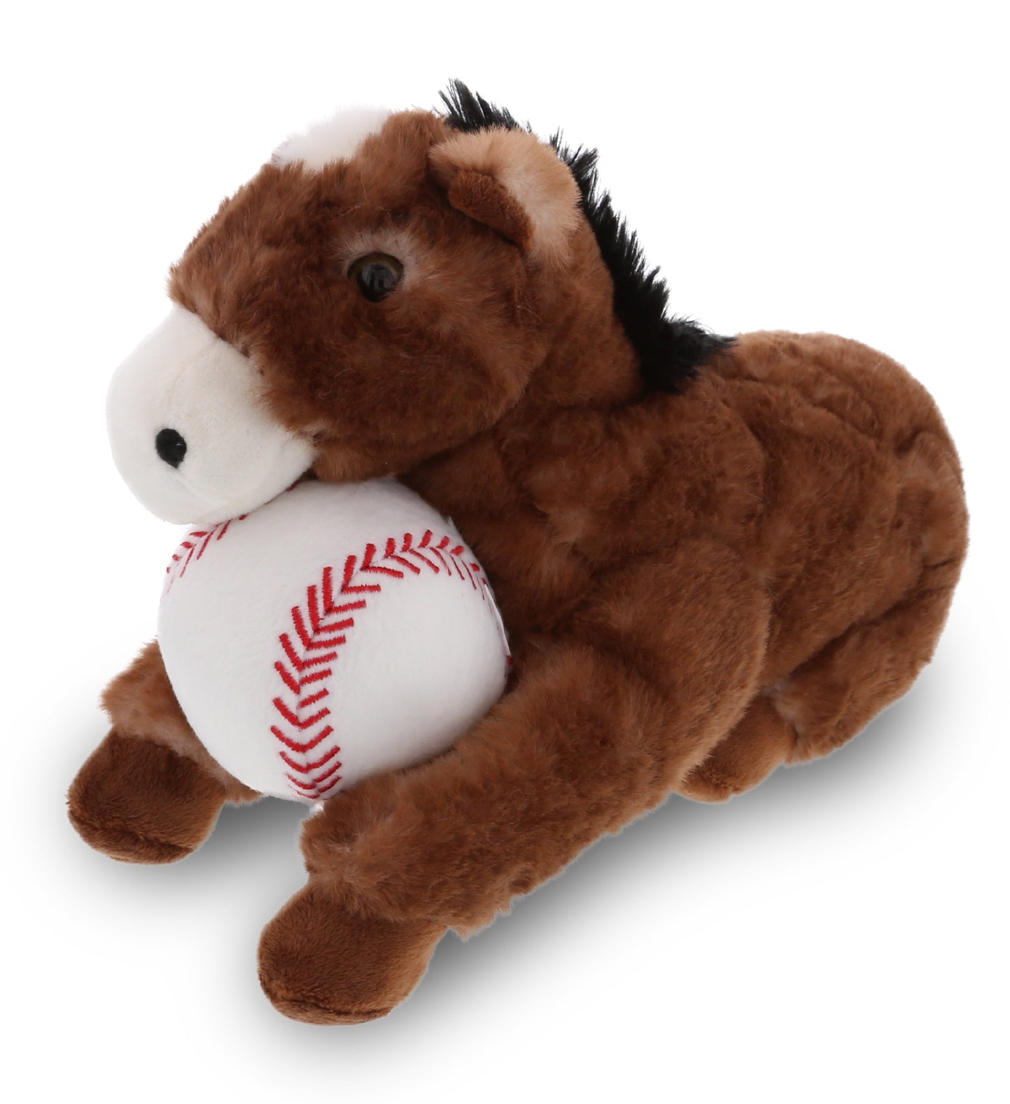 PLUSH BASEBALL - SUPER SOFT PLUSH - LYING BROWN HORSE