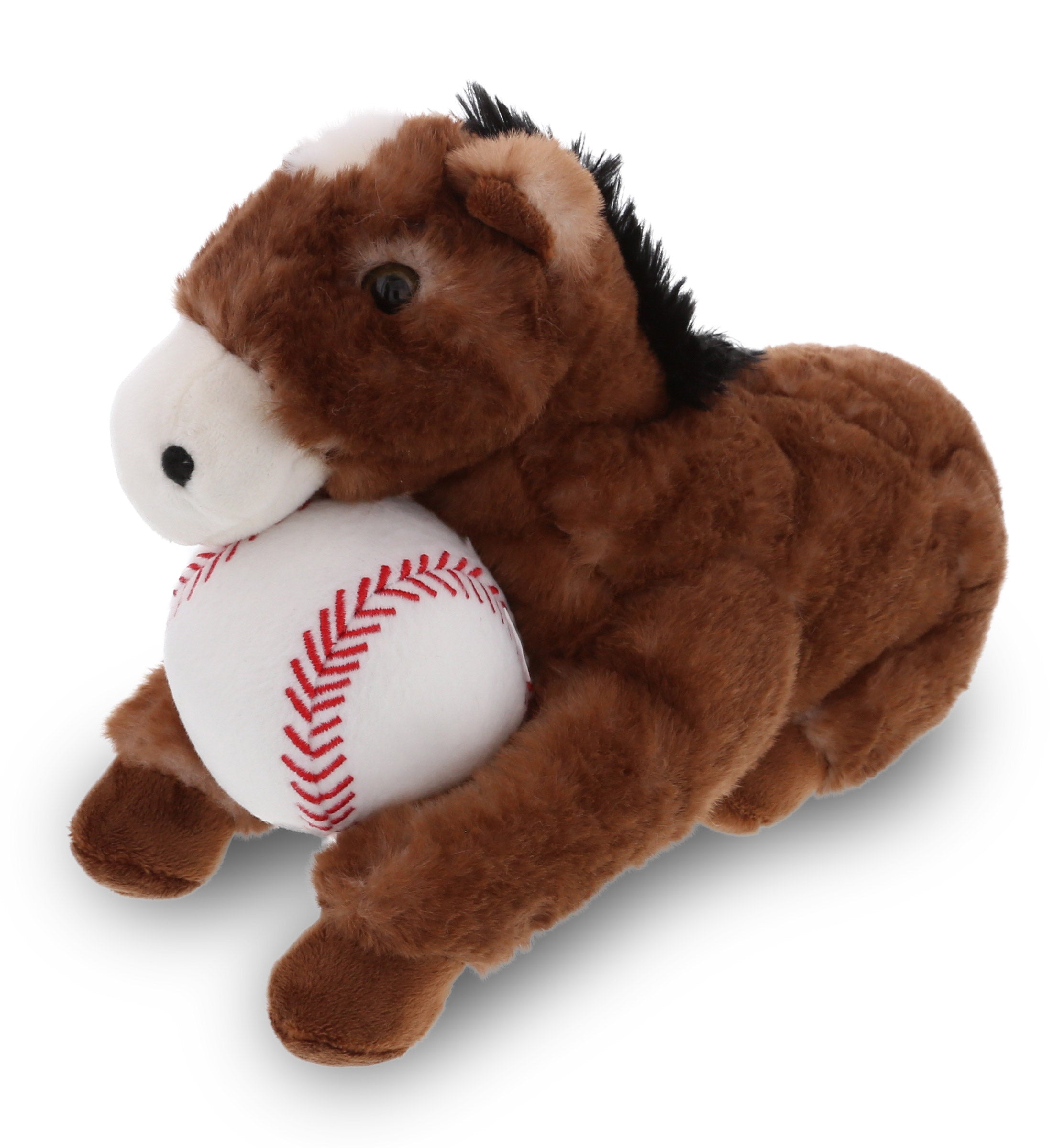 PLUSH BASEBALL - SUPER SOFT PLUSH - LYING BROWN HORSE