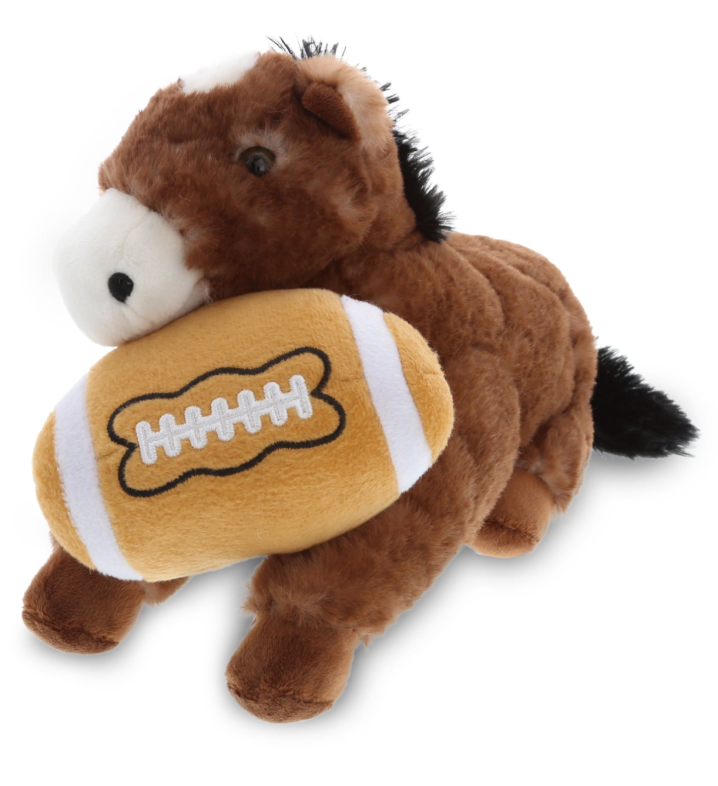PLUSH FOOTBALL - SUPER SOFT PLUSH - LYING BROWN HORSE