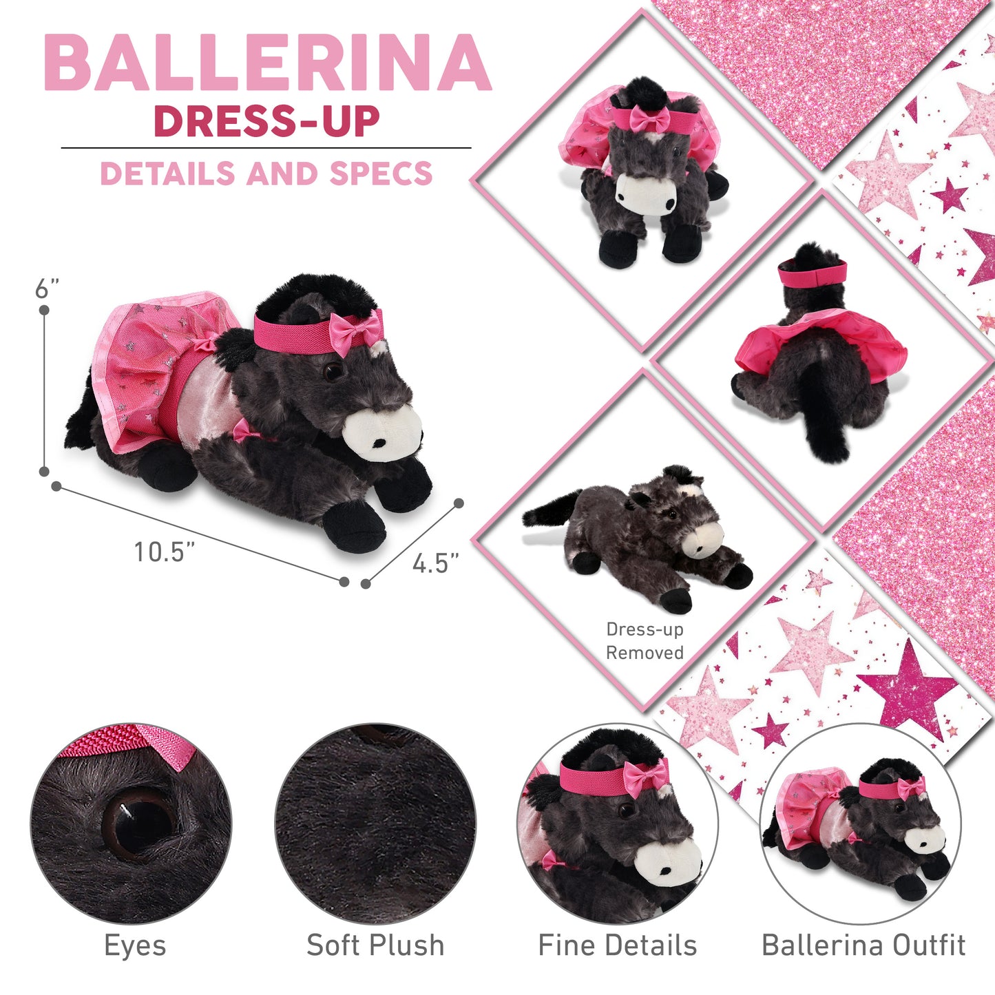 SUPER SOFT PLUSH - LYING BLACK HORSE BALLERINA