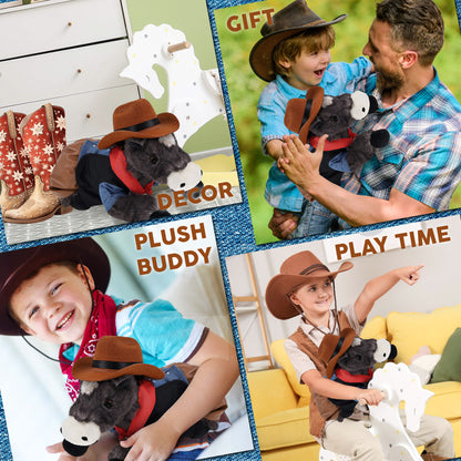 SUPER SOFT PLUSH - LYING BLACK HORSE COWBOY DRESS UP