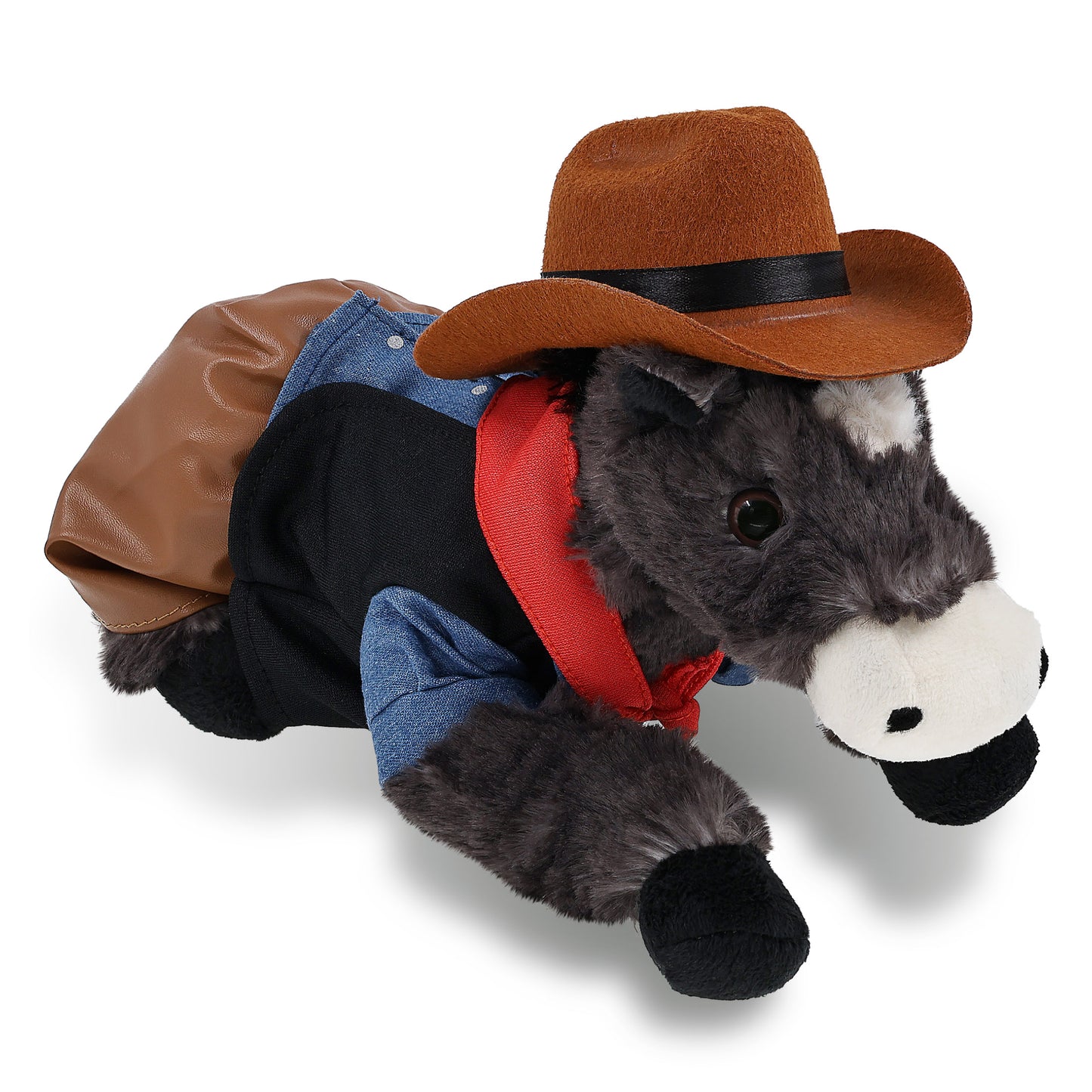 SUPER SOFT PLUSH - LYING BLACK HORSE COWBOY DRESS UP