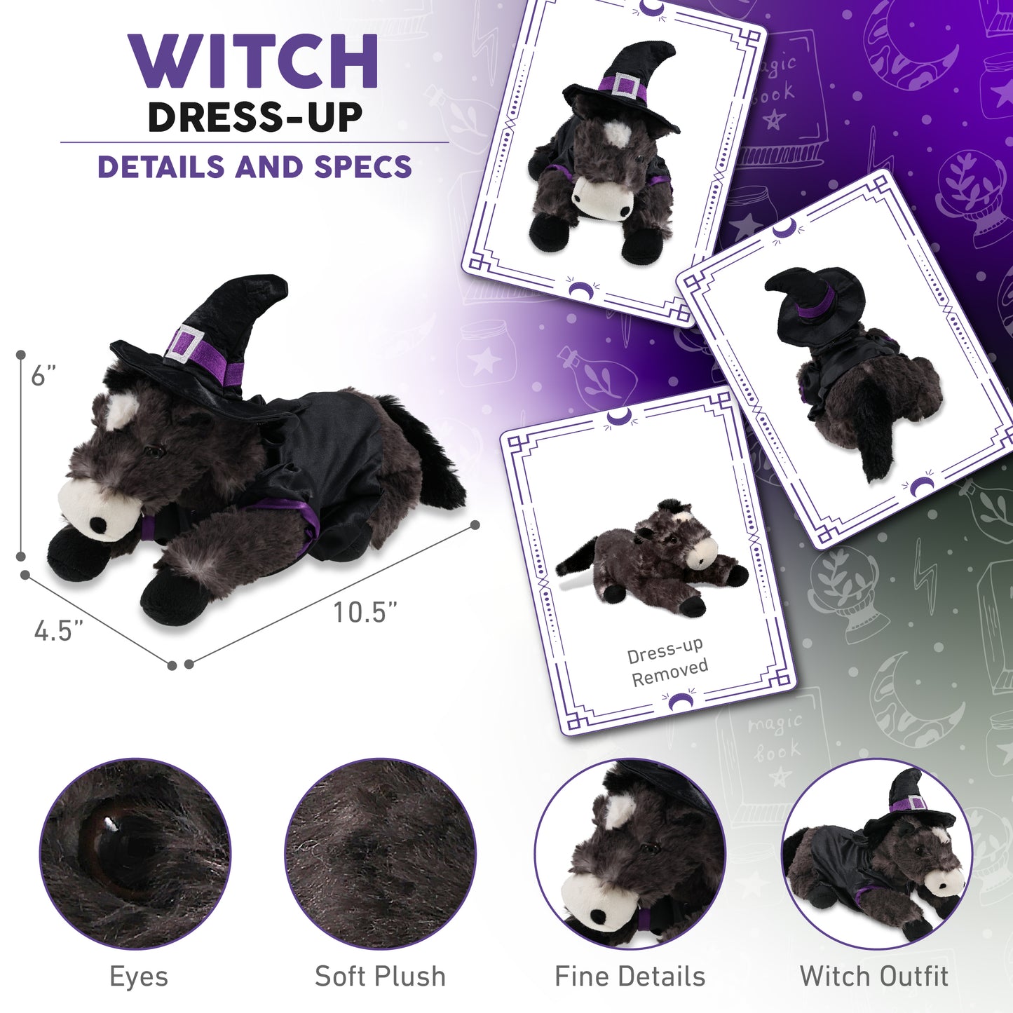 SUPER SOFT PLUSH - LYING BLACK HORSE WITCH