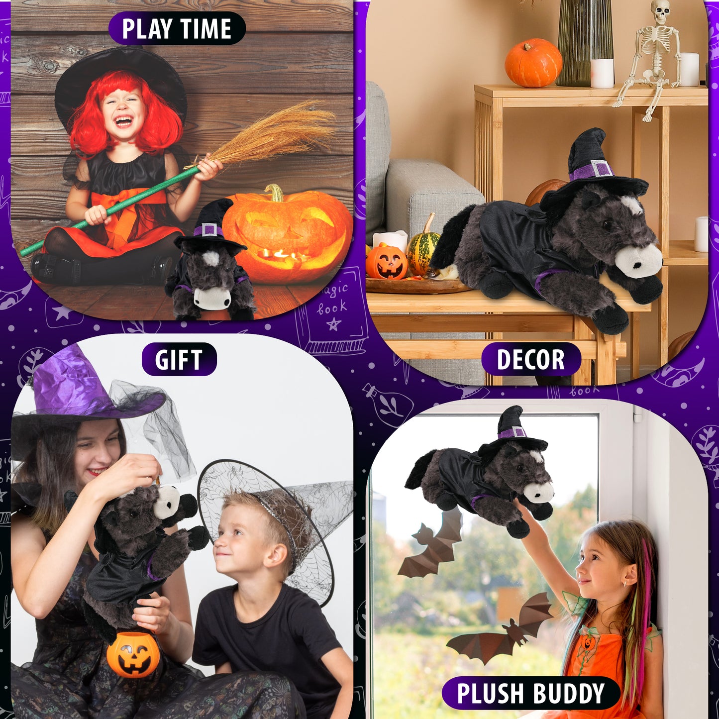 SUPER SOFT PLUSH - LYING BLACK HORSE WITCH