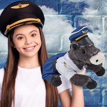 SUPER SOFT PLUSH - LYING BLACK HORSE WITH PILOT DRESS UP