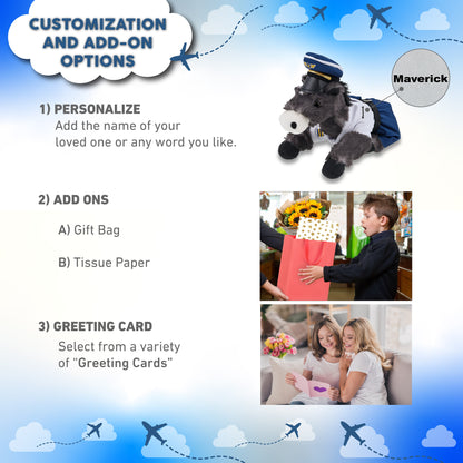 SUPER SOFT PLUSH - LYING BLACK HORSE WITH PILOT DRESS UP