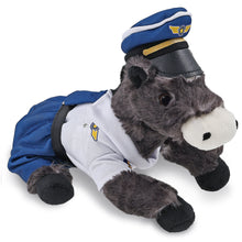 SUPER SOFT PLUSH - LYING BLACK HORSE WITH PILOT DRESS UP