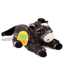 DolliBu Cute Wild Lying Black Horse with Yellow Easter Egg Plush - 10.5 Inches