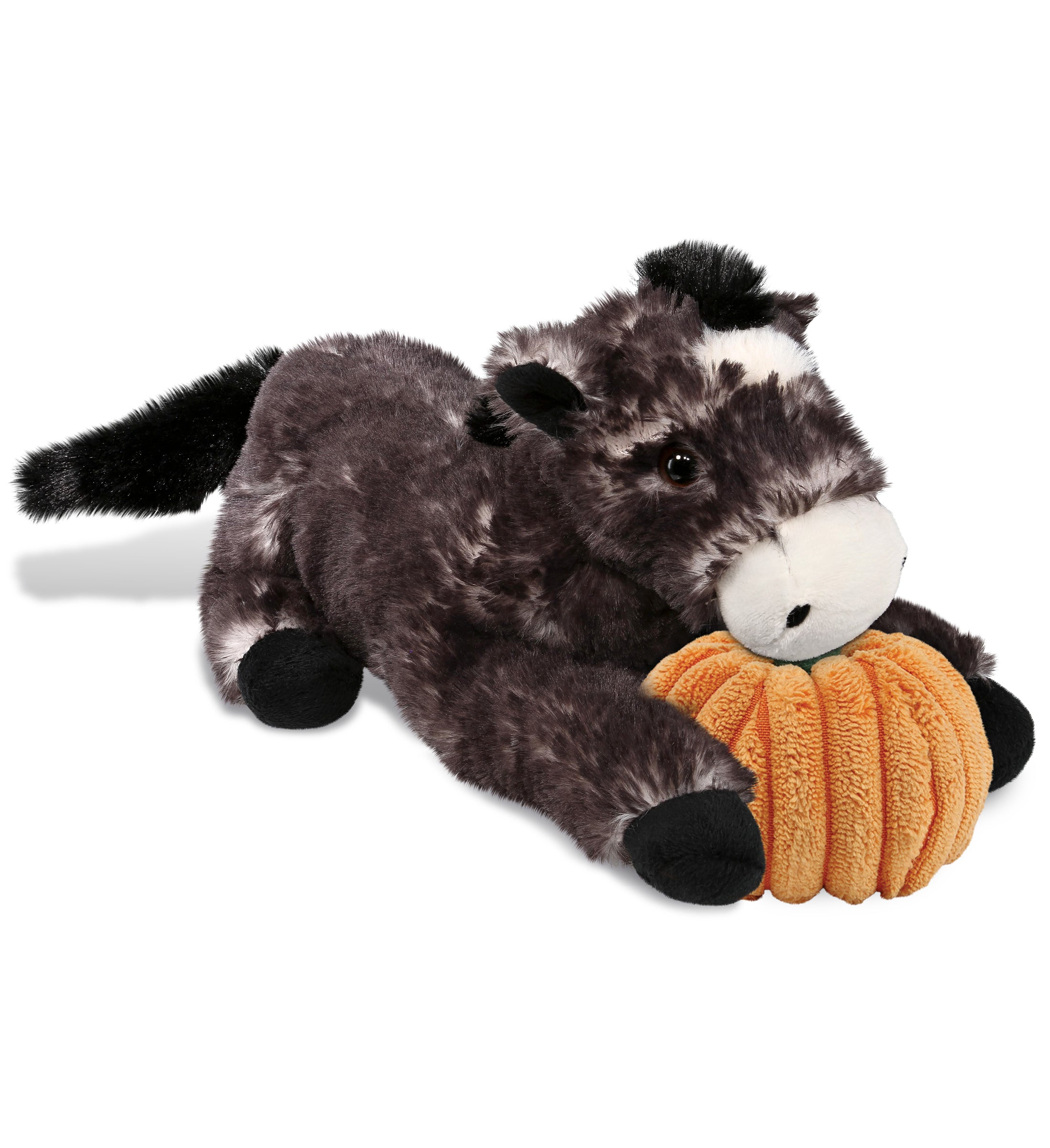 PLUSH PUMPKIN - SUPER SOFT PLUSH - LYING BLACK HORSE