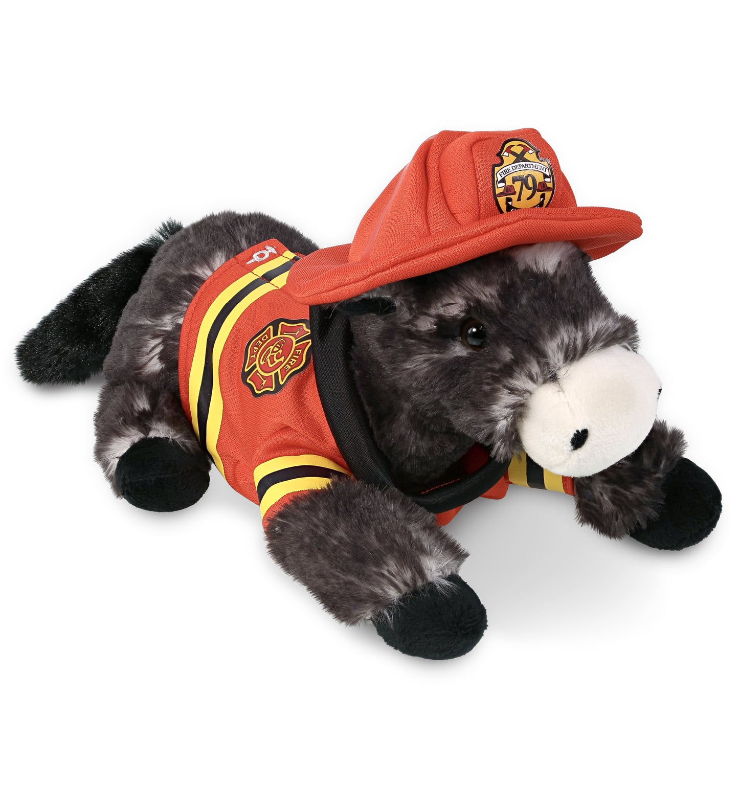PLUSH FIREMAN - SUPER SOFT PLUSH - LYING BLACK HORSE