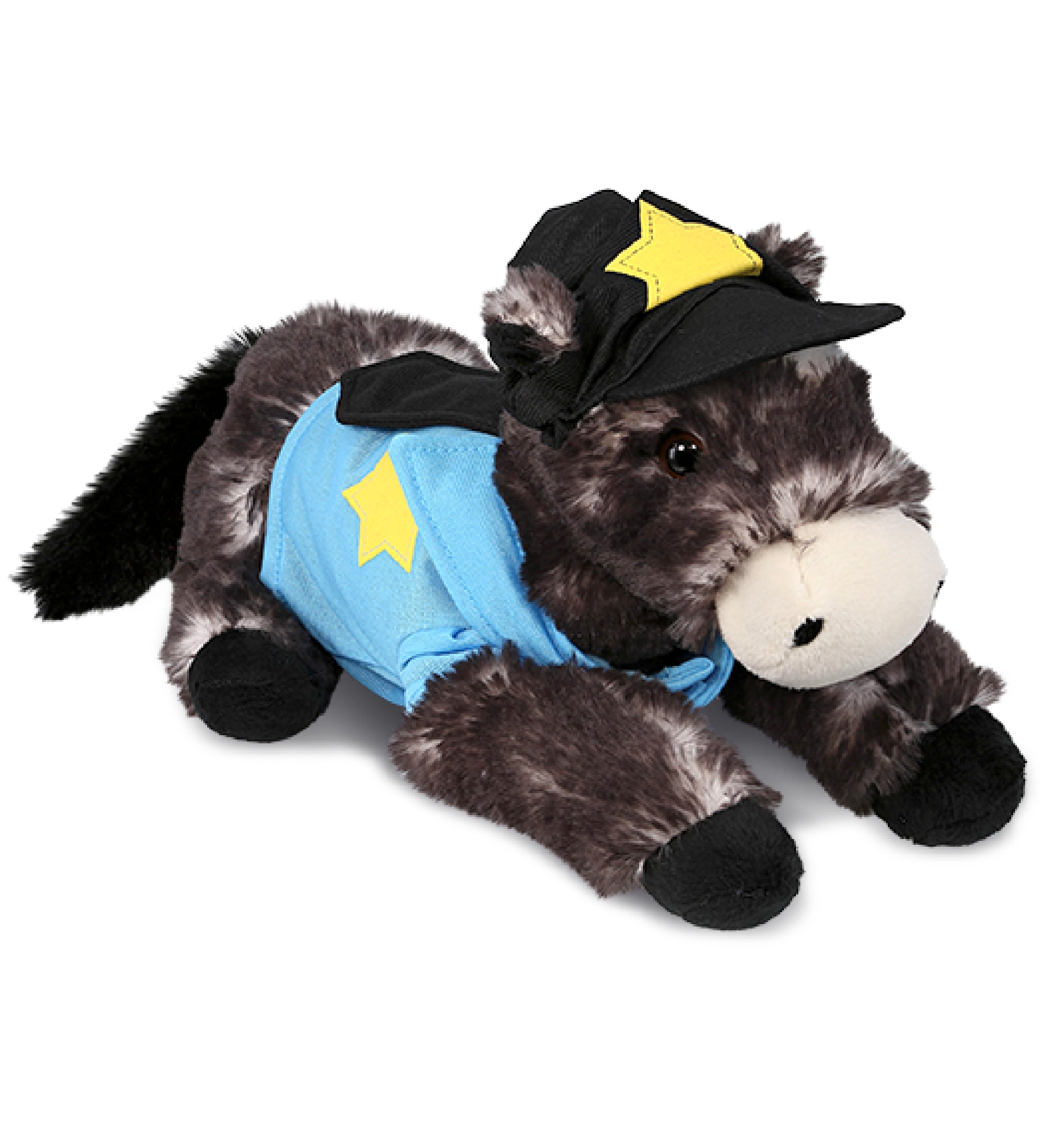 PLUSH POLICE - SUPER SOFT PLUSH - LYING BLACK HORSE