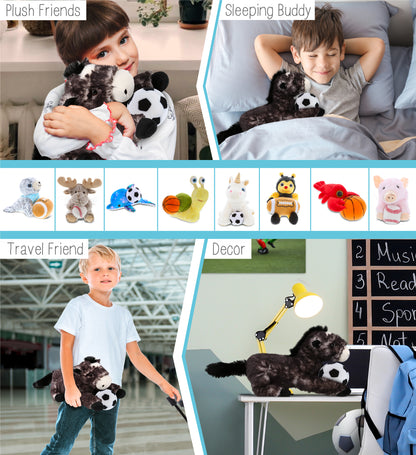 SUPER SOFT PLUSH - LYING BLACK HORSE WITH SOCCER PLUSH