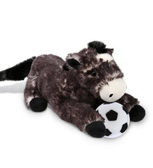 SUPER SOFT PLUSH - LYING BLACK HORSE WITH SOCCER PLUSH