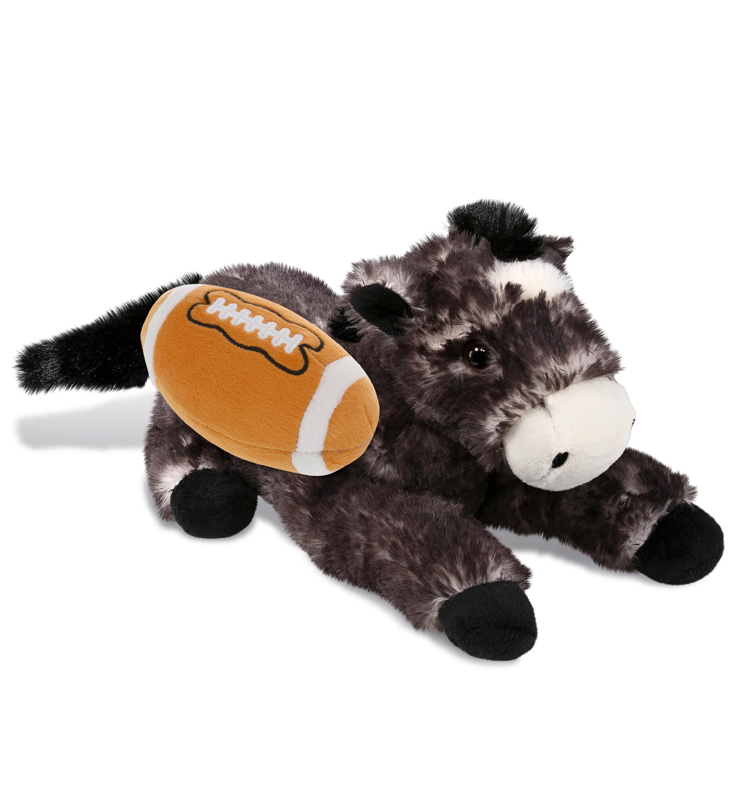 SUPER SOFT PLUSH - LYING BLACK HORSE WITH FOOTBALL PLUSH