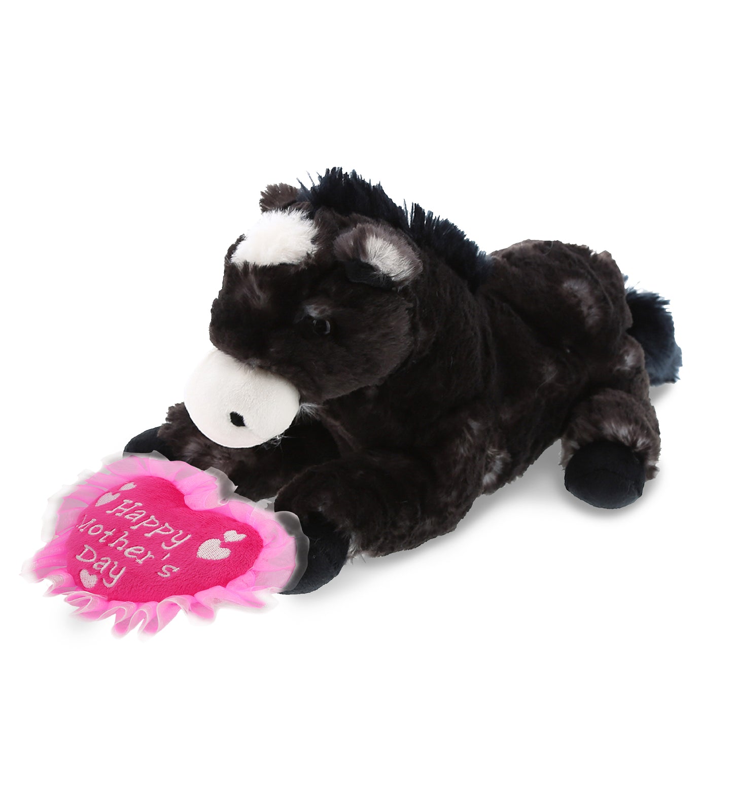 PLUSH MOTHERS DAY HEART - SUPER SOFT PLUSH - LYING BLACK HORSE