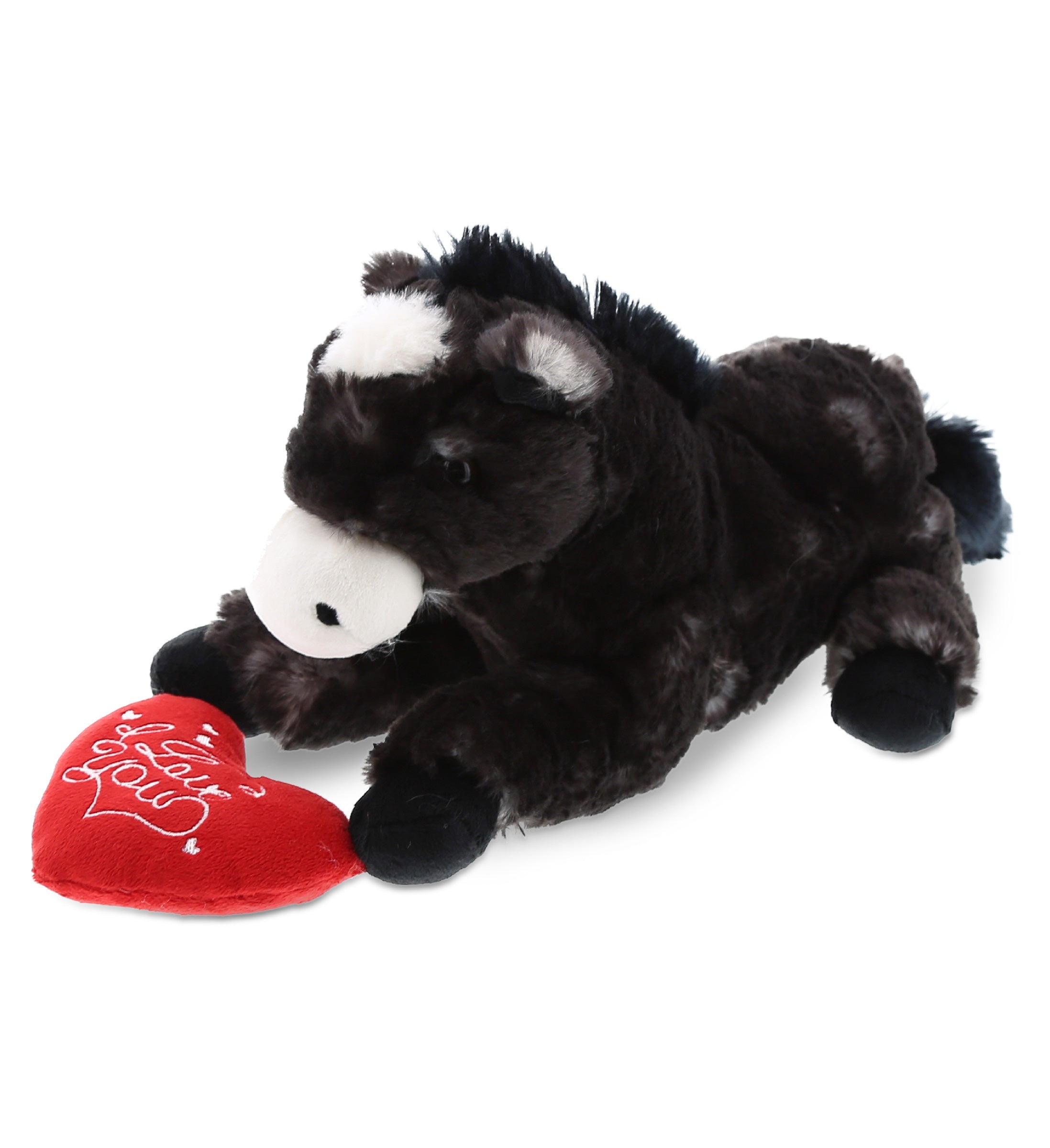 PLUSH I LOVE YOU RED HEART - SUPER SOFT PLUSH - LYING BLACK HORSE