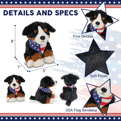 SUPER SOFT PLUSH - BERNESE DOG WITH USA BANDANA