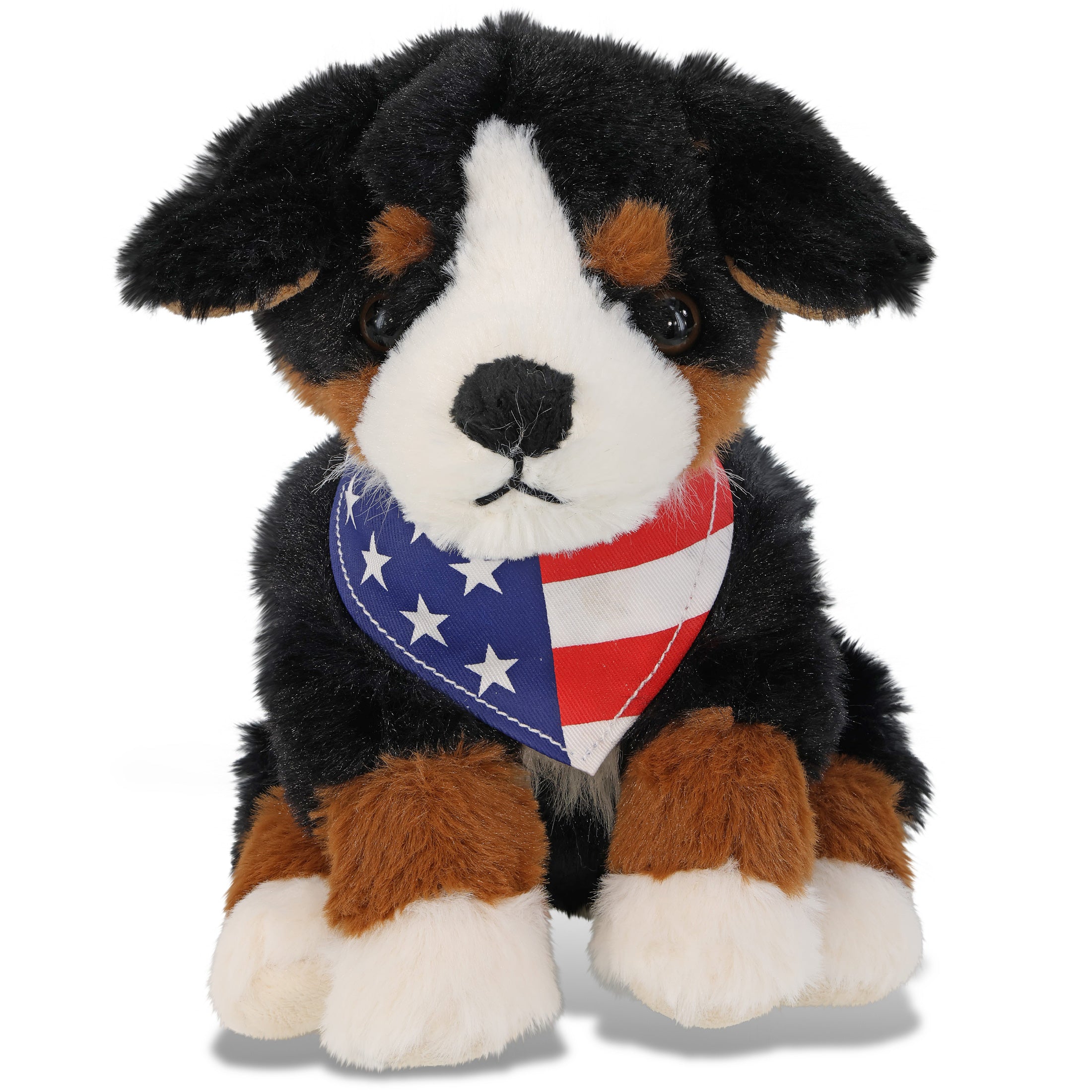 SUPER SOFT PLUSH - BERNESE DOG WITH USA BANDANA