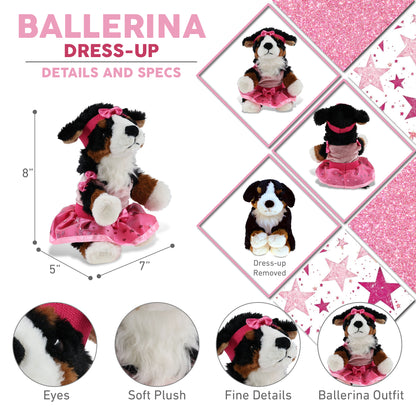 SUPER SOFT PLUSH - BERNESE DOG WITH BALLERINA DRESS UP