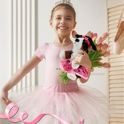 SUPER SOFT PLUSH - BERNESE DOG WITH BALLERINA DRESS UP