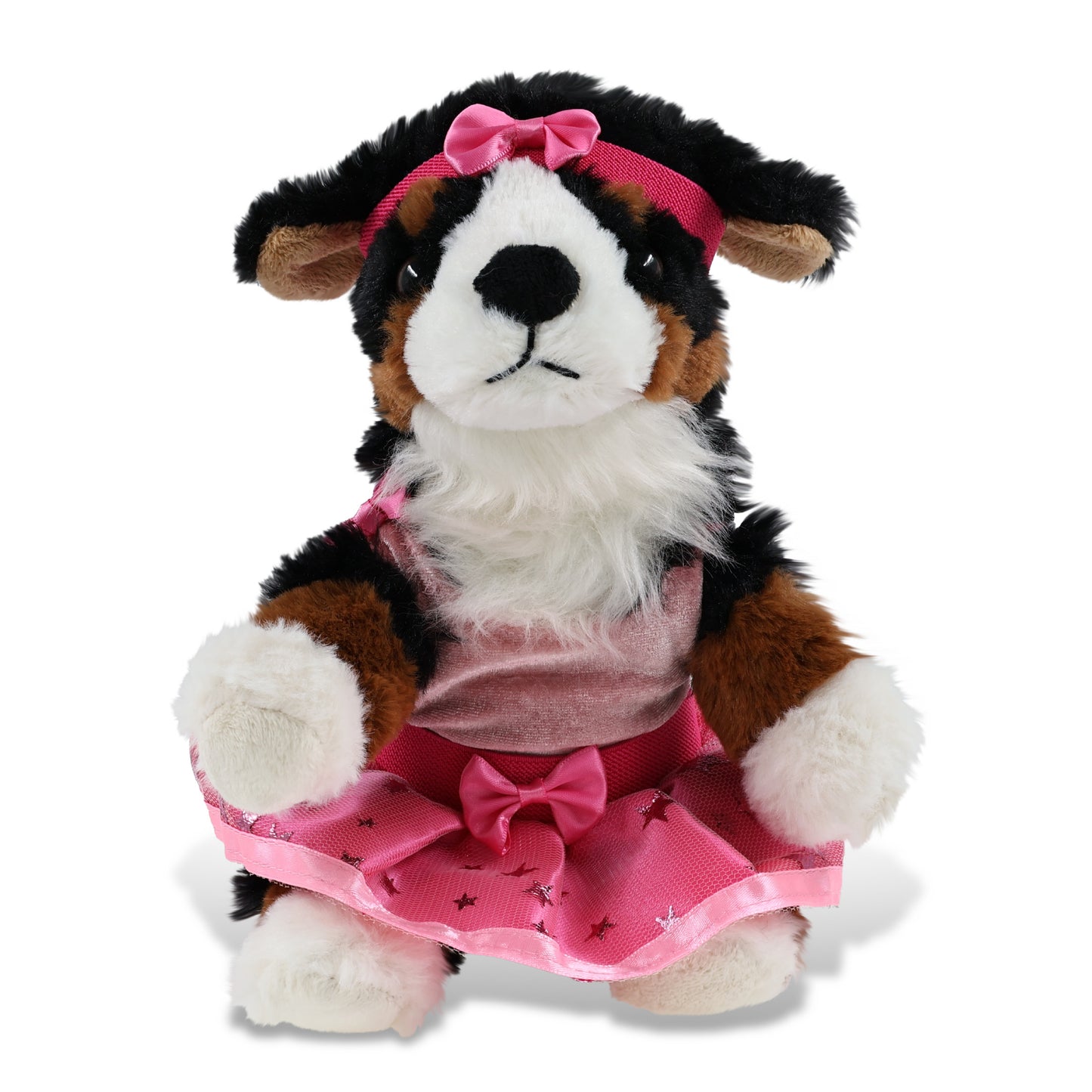 SUPER SOFT PLUSH - BERNESE DOG WITH BALLERINA DRESS UP
