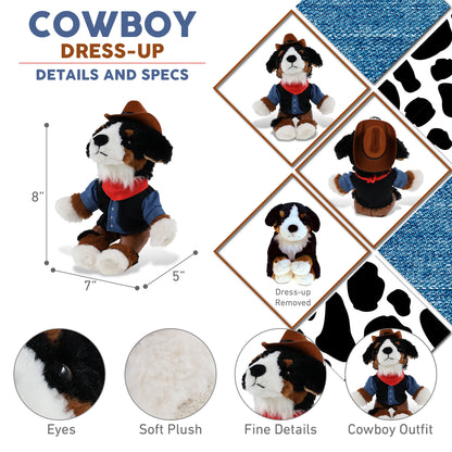SUPER SOFT PLUSH - BERNESE DOG With COWBOY Dress Up